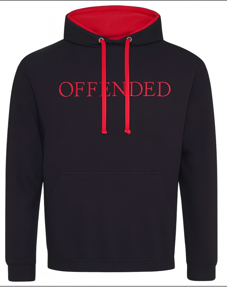 OFFENDED Embroidered Black/Red Hoodie Unisex