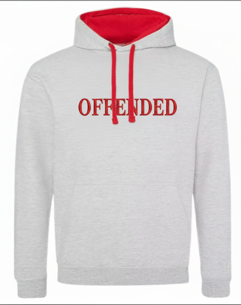 OFFENDED Embroidered Red/Grey Hoodie Unisex
